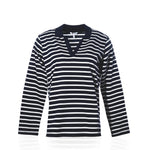 Long Sleeve Polo Shirt - Navy/White