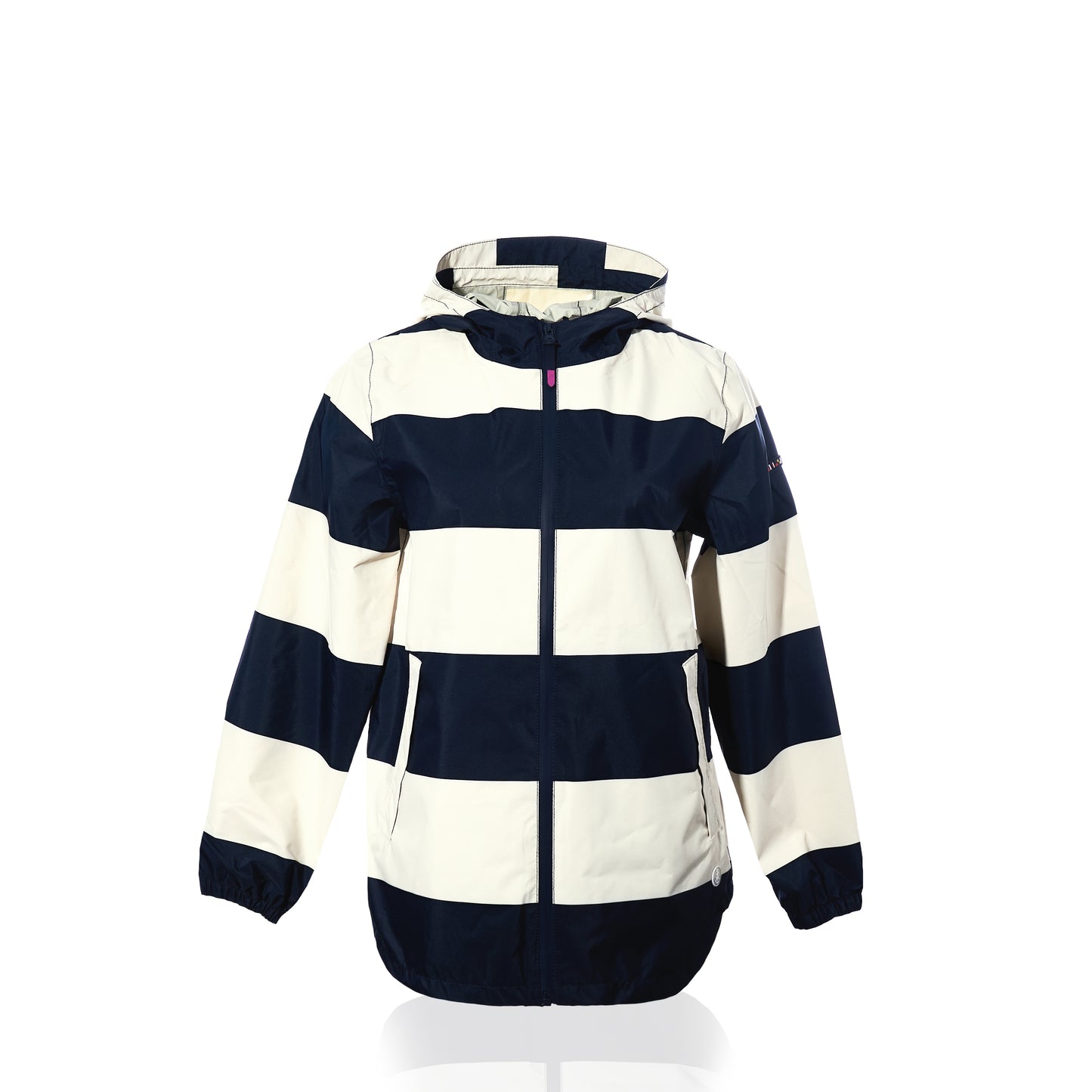 Harborside Waterproof Raincoat - Stripe Navy & White