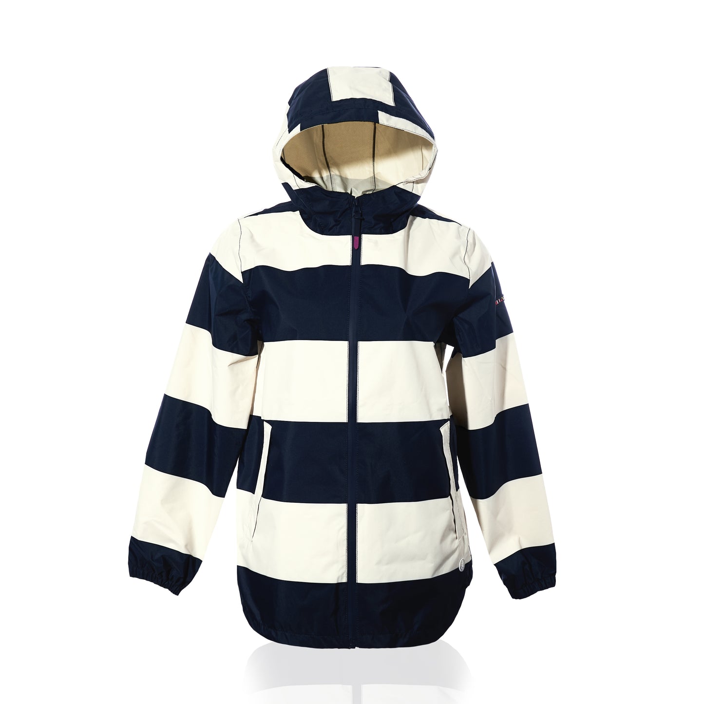 Harborside Waterproof Raincoat - Stripe Navy & White
