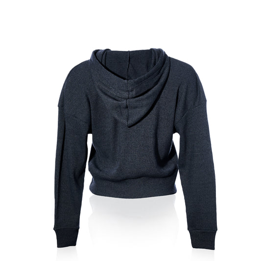 Ribbed Hoodie Pullover - Navy Anchor