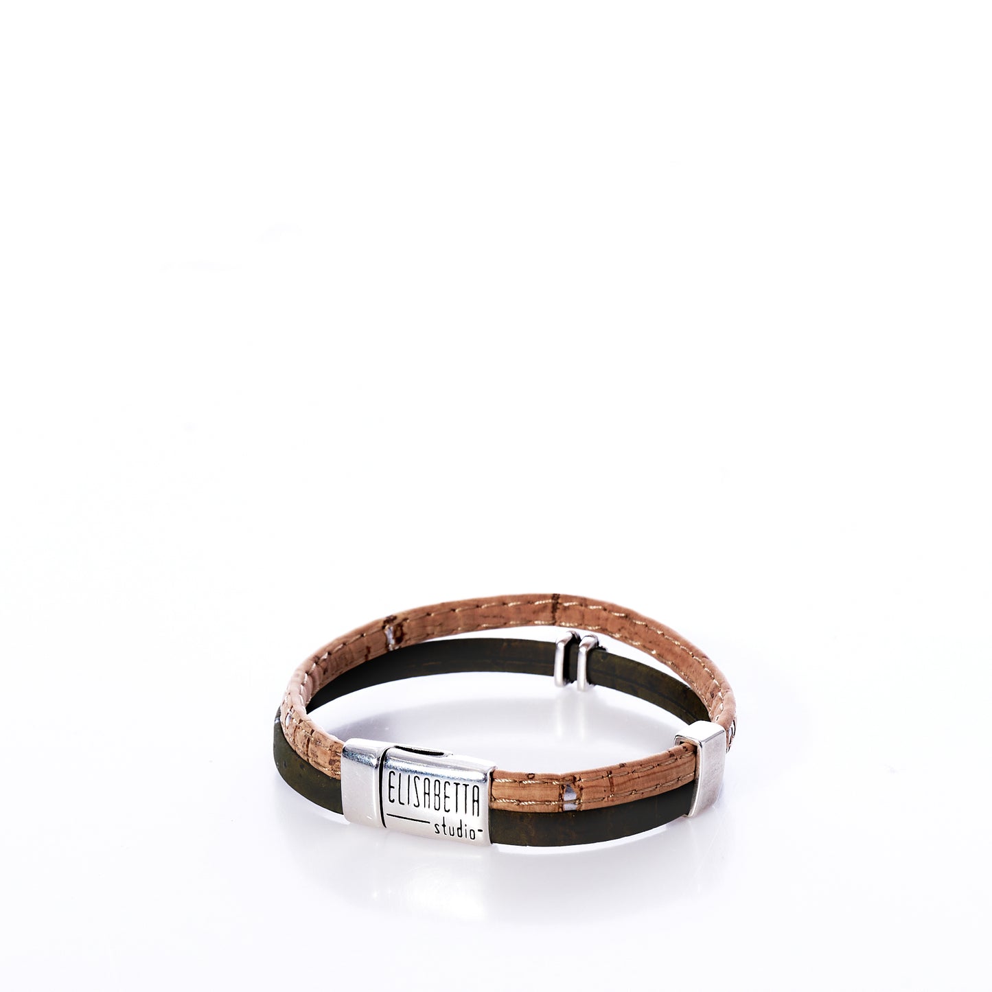 Classic Cork Bracelet Clover on Olive