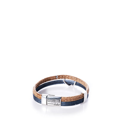 A Classic Cork Bracelet Mermaid on Pearl Gray by Elisabetta Studio, featuring a silver magnetic clasp engraved with the brands name, displayed against a white background. by Sea Bags