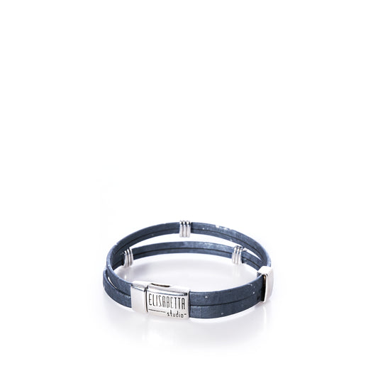 Classic Cork Bracelet - Stripe Bands on Gray