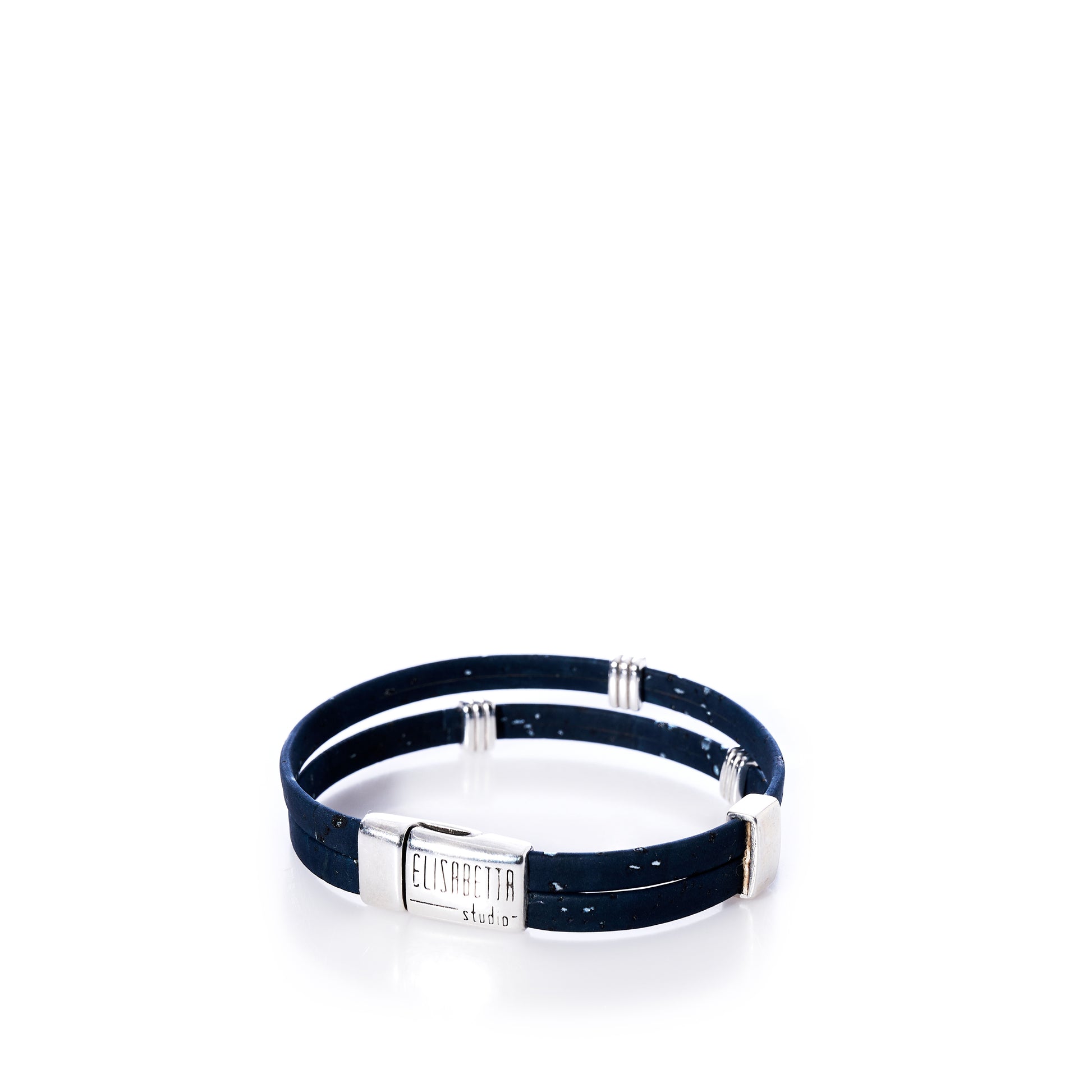 cork bracelet with silver accents and magnetic clasp elisabetta