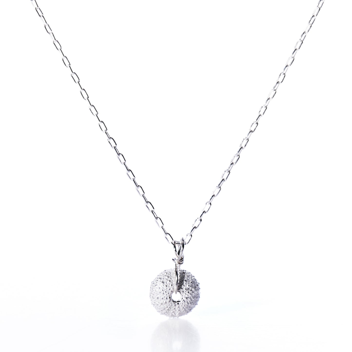 Pendant Necklace - Tiny Sea Urchin Silver