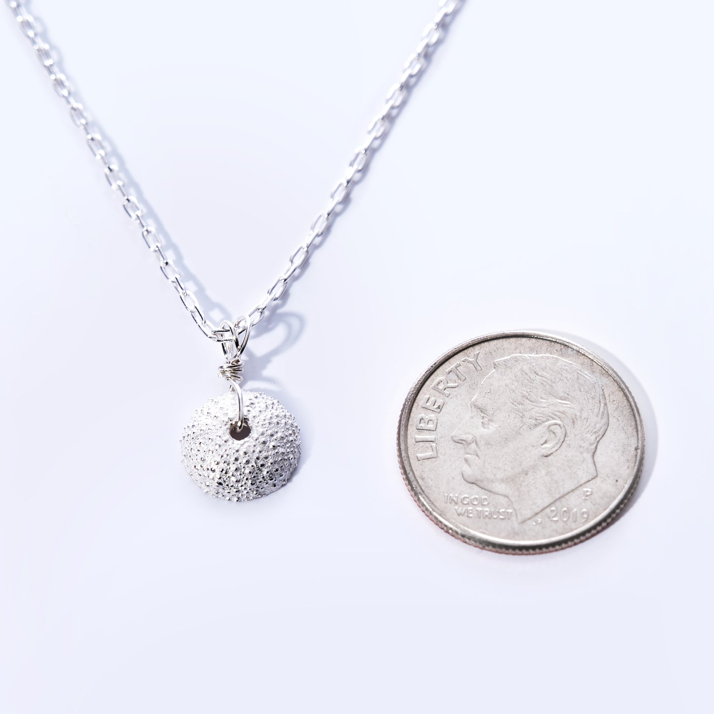 Pendant Necklace - Tiny Sea Urchin Silver