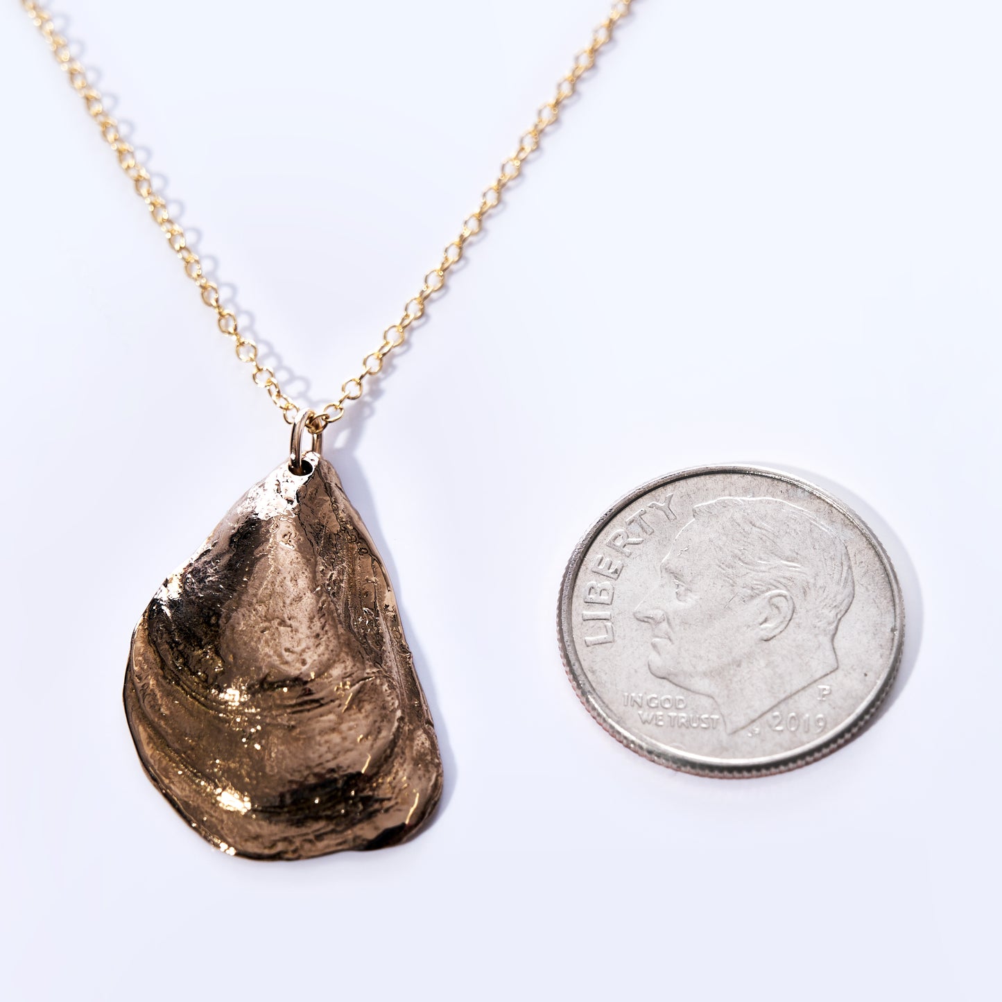 Pendant Necklace - Large Mussel Bronze