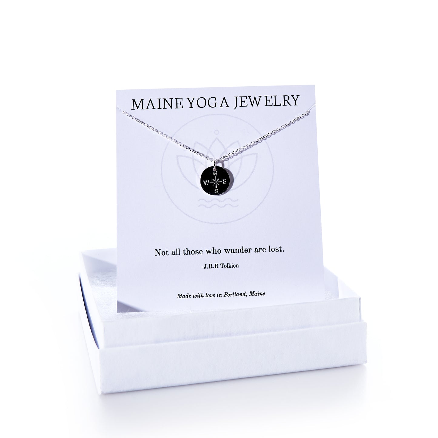 Pendant Necklace - Silver Compass Rose