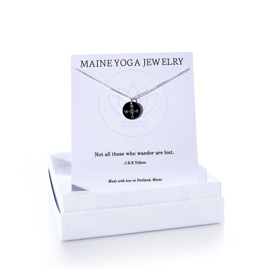 Pendant Necklace - Silver Compass Rose