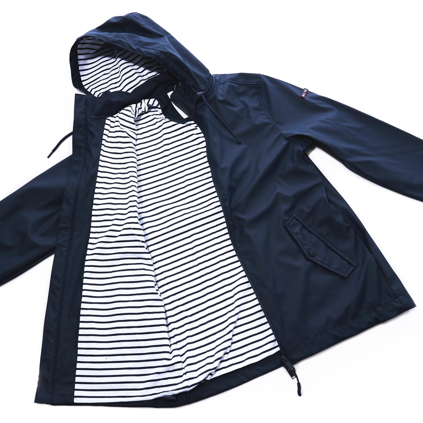 Waterproof Raincoat Button Pocket - Navy