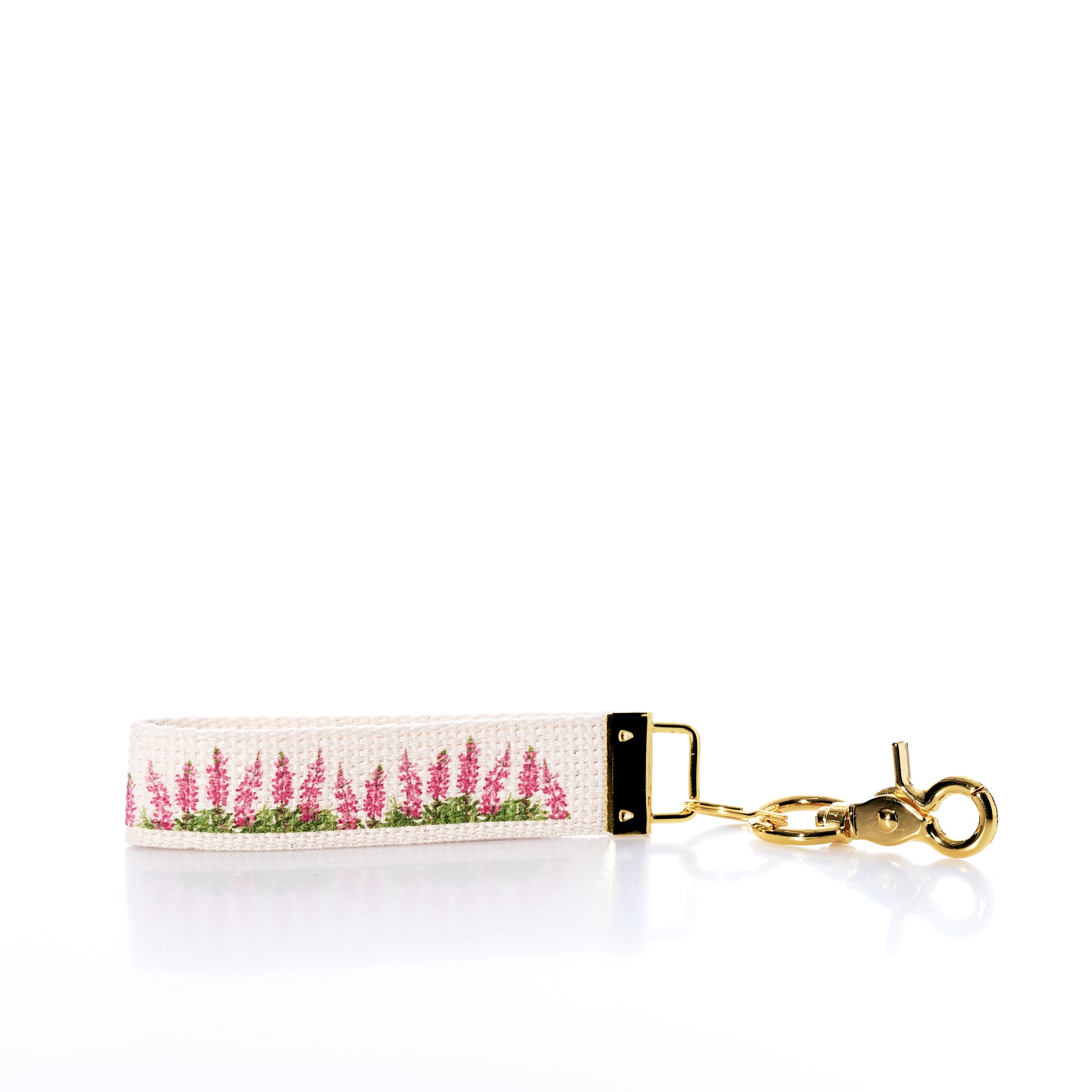 Keychain with floral design on a white background