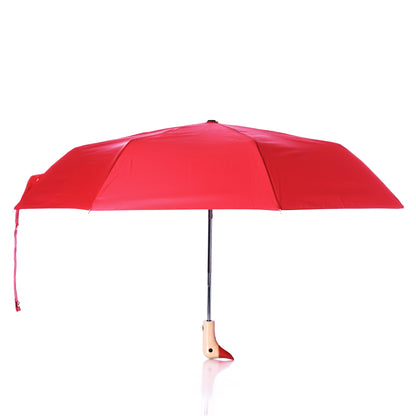 Original Duck Head Umbrella - Red, wind resistant with a straight handle and wrist strap, fully open against a white background.