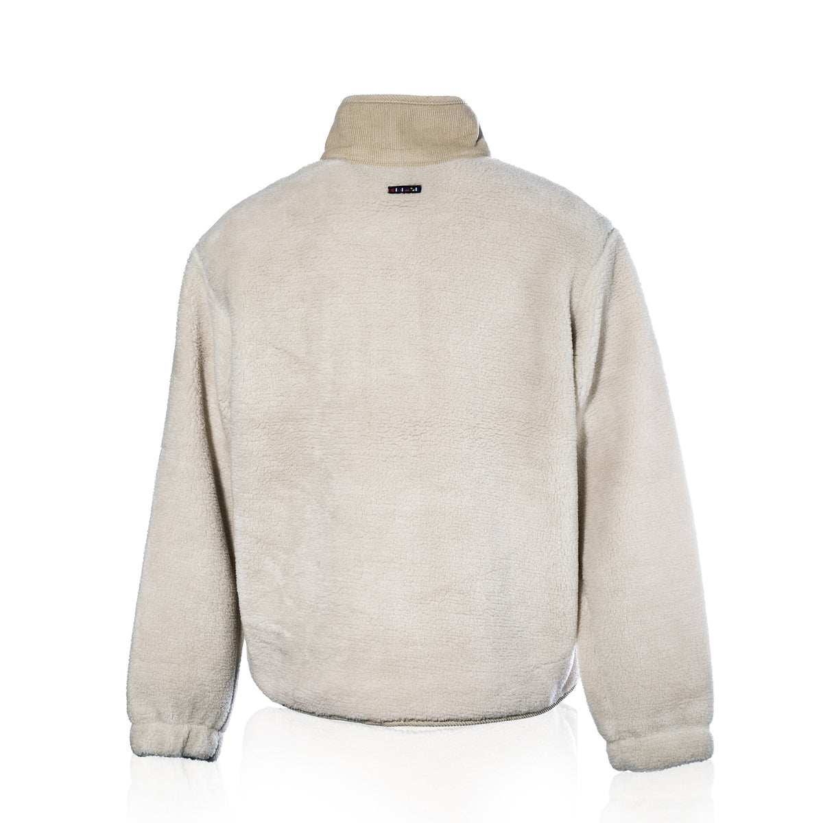 Fleece Button-Front Coat - Moonstruck by Batela USA Inc shown from the back on a white background, featuring a high collar and elastic cuffs—ideal for seaside adventures.