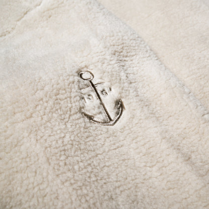 Off-white Fleece Snap-Front Jacket - Moonstruck with an embroidered anchor logo and a snap-front.