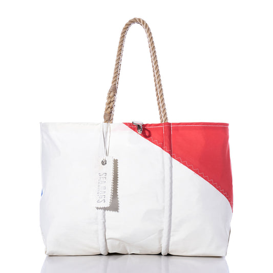 Vintage Red and Blue Large Tote