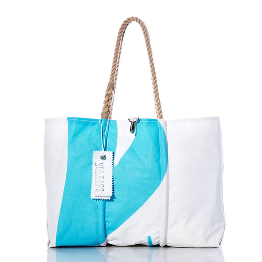 Vintage Light Blue Graphic Large Tote