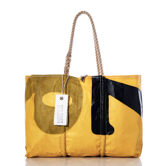 Vintage Yellow and Black 7 Large Tote