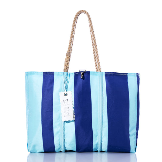 Vintage Blue Stripe Large Tote