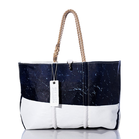Vintage Navy Sailboat Large Tote
