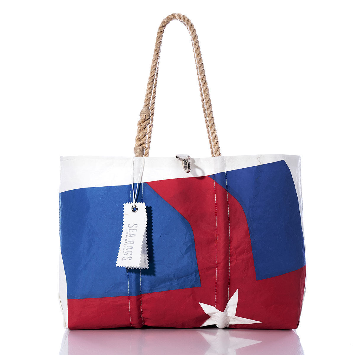 Vintage Red & Blue Star Large Tote