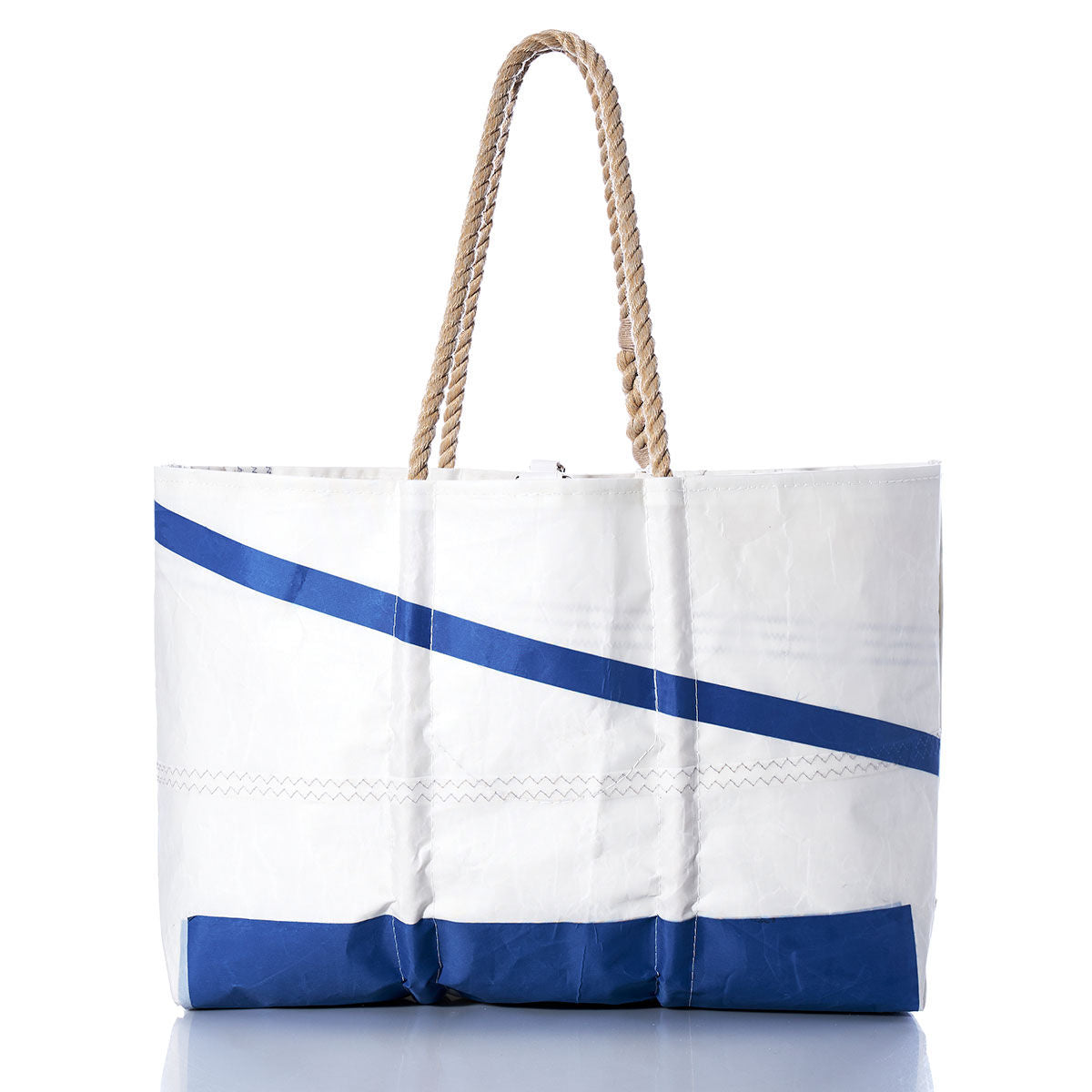 Vintage Tartan Large Tote by Sea Bags with signature rope handles and visible stitching, handcrafted in Maine and displayed against a white background. by Sea Bags