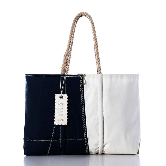Vintage Navy and White Large Tote