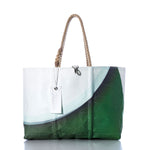 Vintage Green and White Large Tote