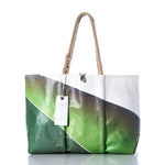Vintage Green and White Large Tote