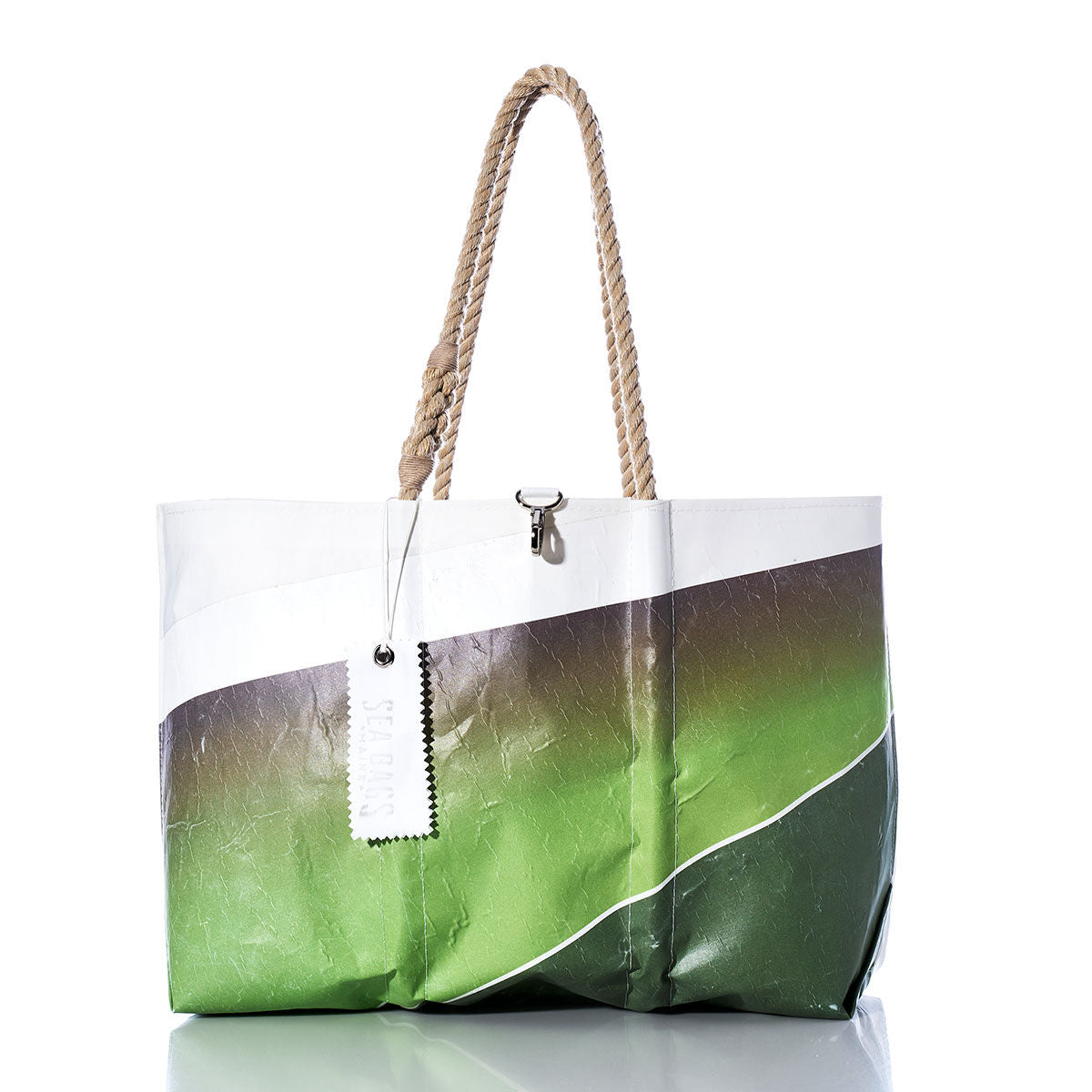 Vintage Green and White Large Tote