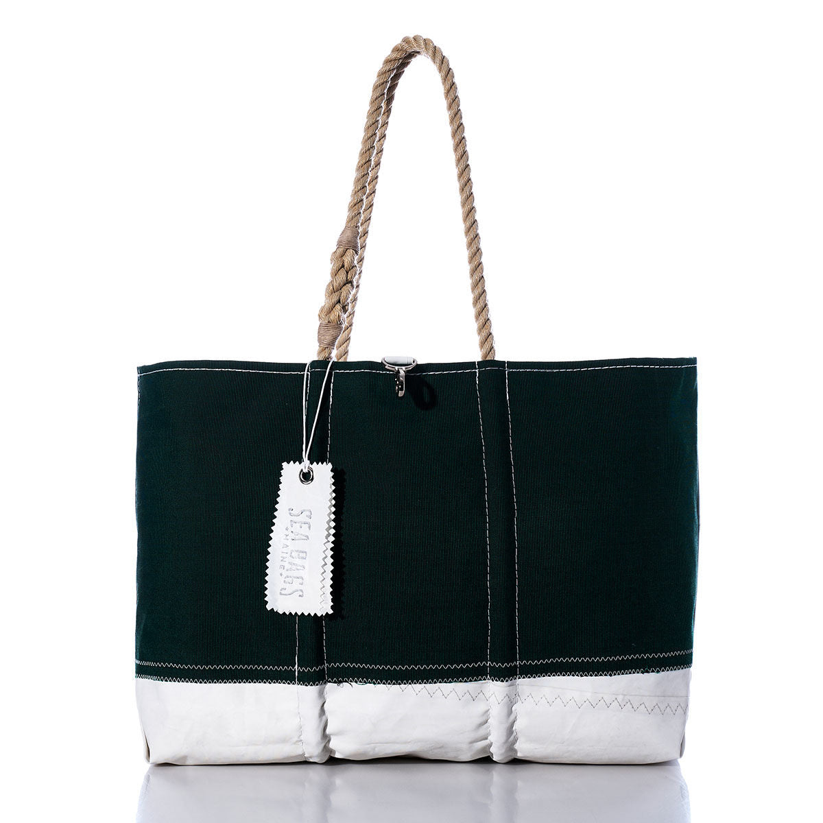 Vintage Green and White Large Tote