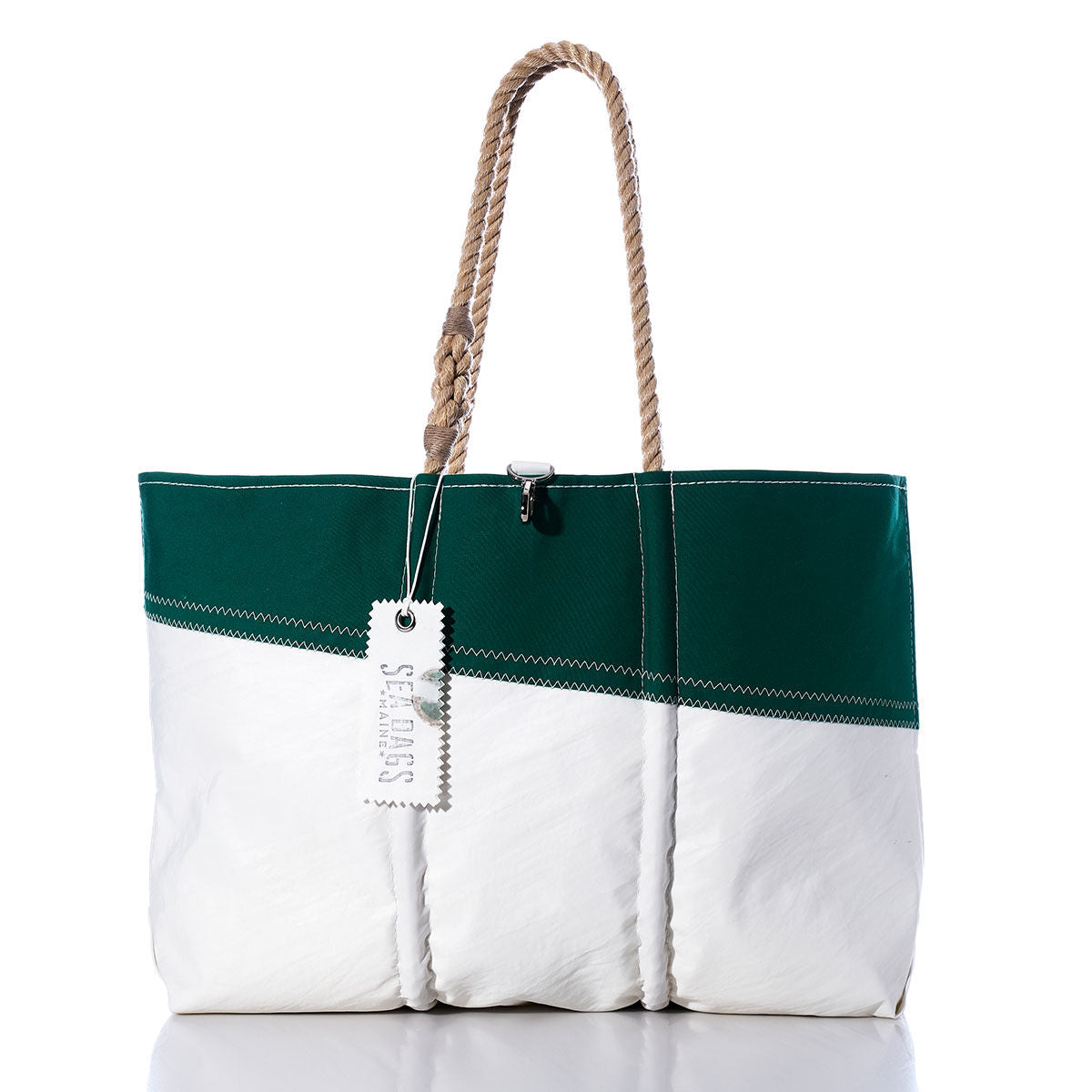Vintage Green and White Large Tote