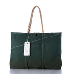Vintage Green and White Large Tote