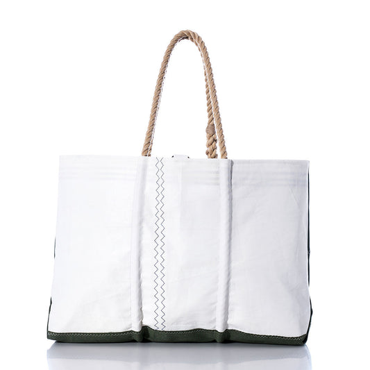 Vintage Green and White Large Tote Alternate View