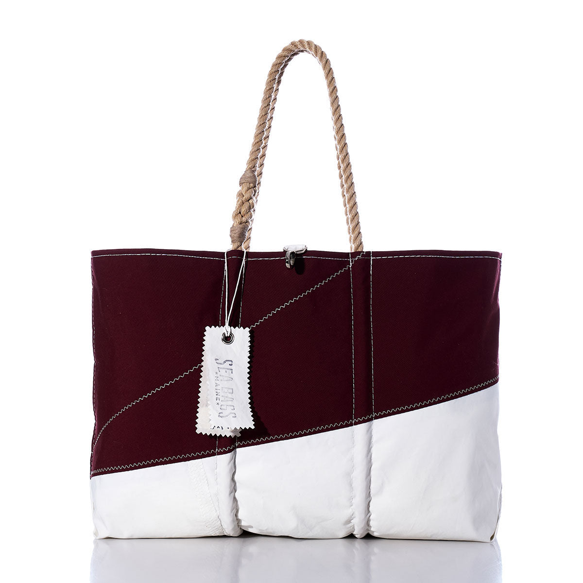 Vintage Burgundy and White Large Tote