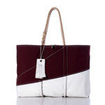 Vintage Burgundy and White Large Tote