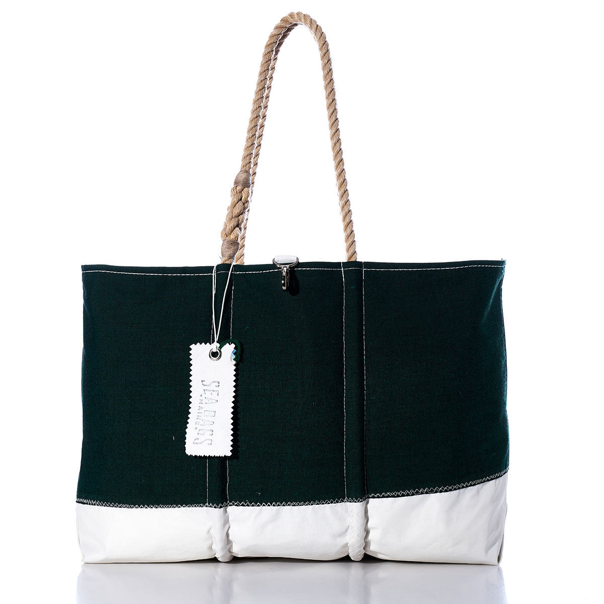 Vintage Green and White Large Tote