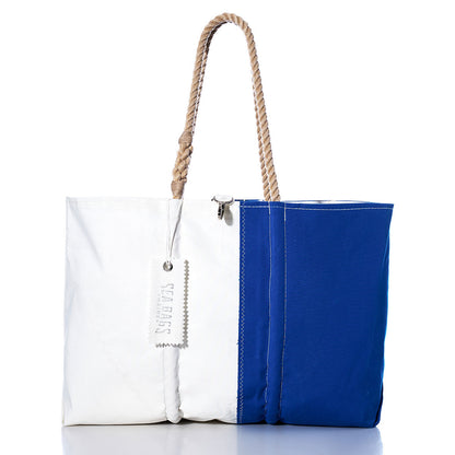 Vintage Blue and White Large Tote