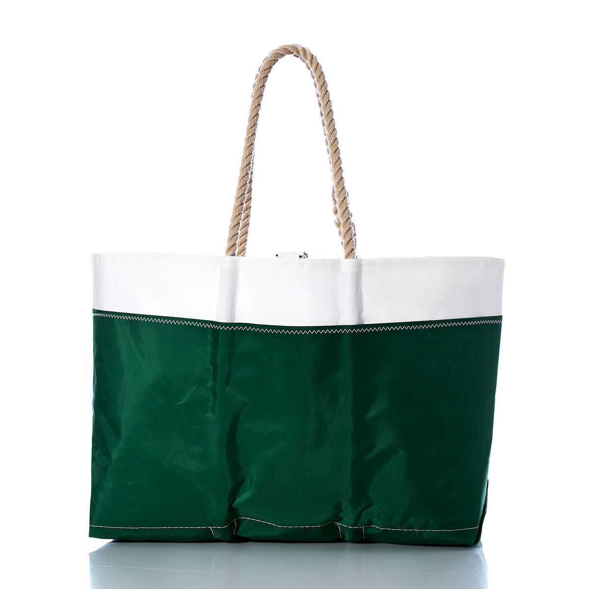 Vintage Green and White Ogunquit Beach Tote Alternate View