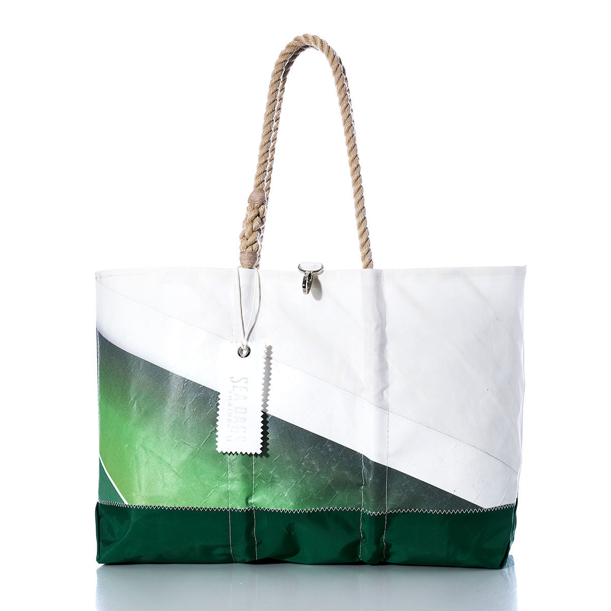 Vintage Green and White Ogunquit Beach Tote