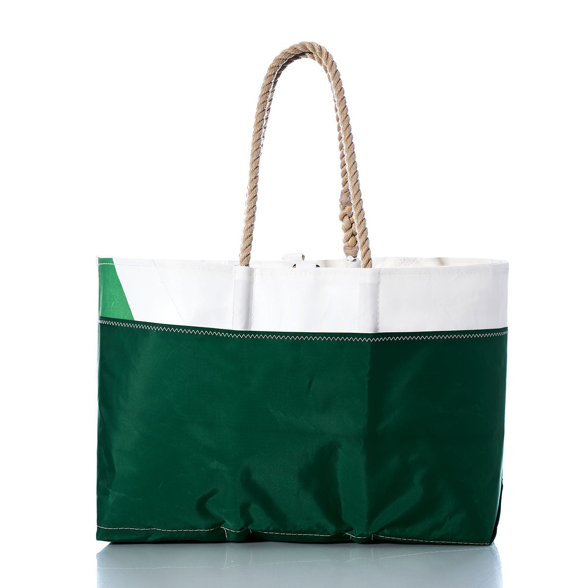 Vintage Green and White Ogunquit Beach Tote Alternate View