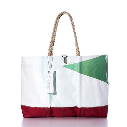 Vintage Green and Red Ogunquit Beach Tote