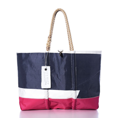 Vintage Gray and Pink Ogunquit Beach Tote