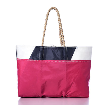 Vintage Gray and Pink Ogunquit Beach Tote Alternate View