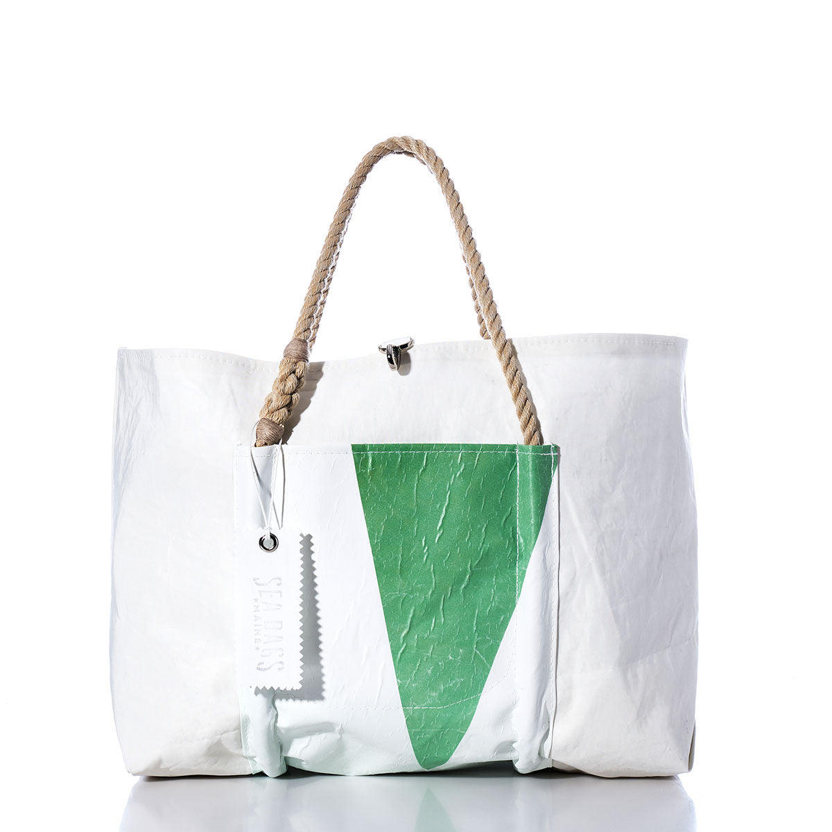 Vintage Green and White Wharf Tote