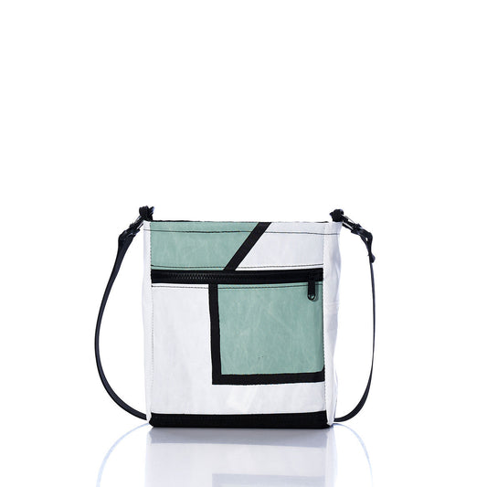 Vintage Green and White Small Voyager Crew Crossbody Alternate View