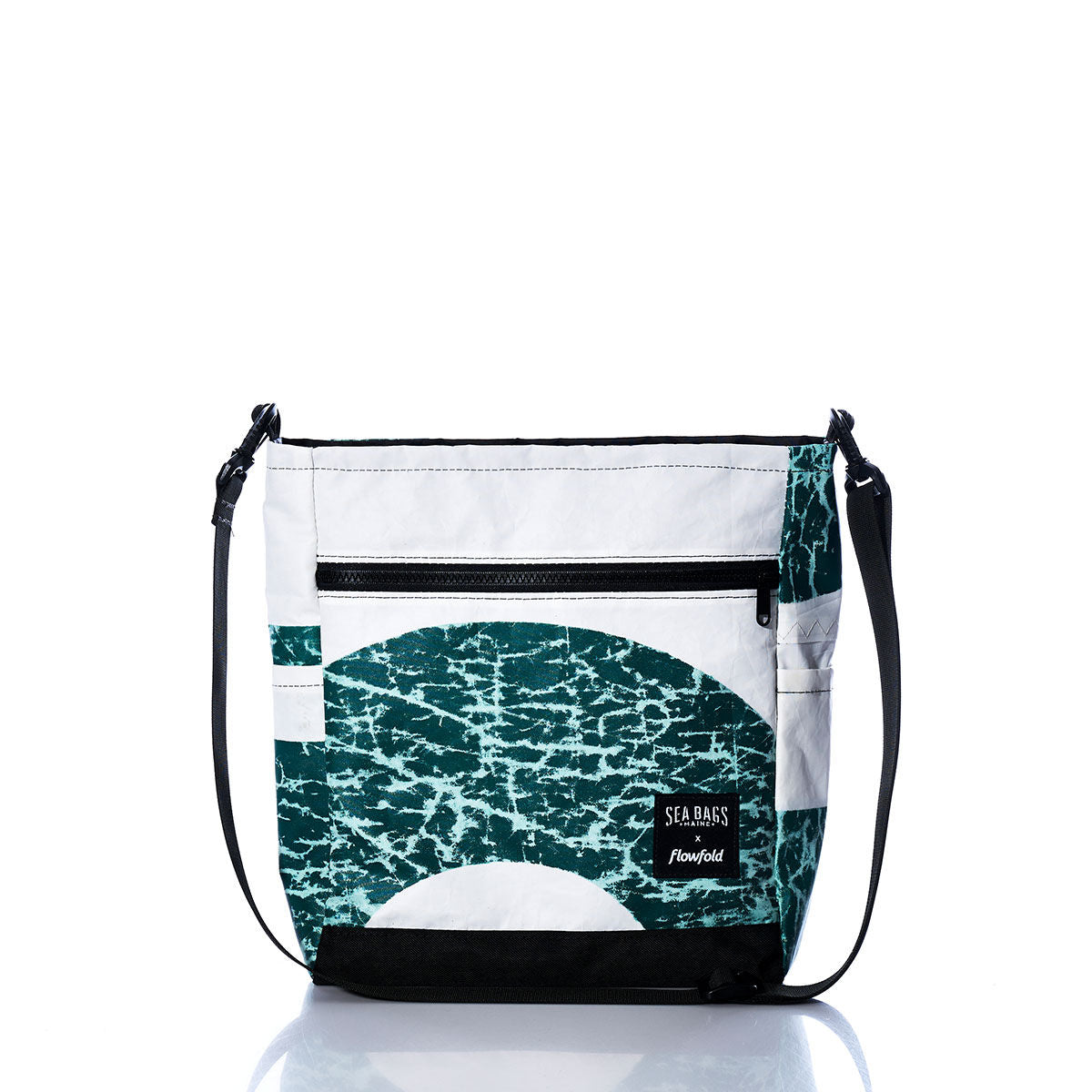 Vintage Green and White Medium Voyager Crew Crossbody