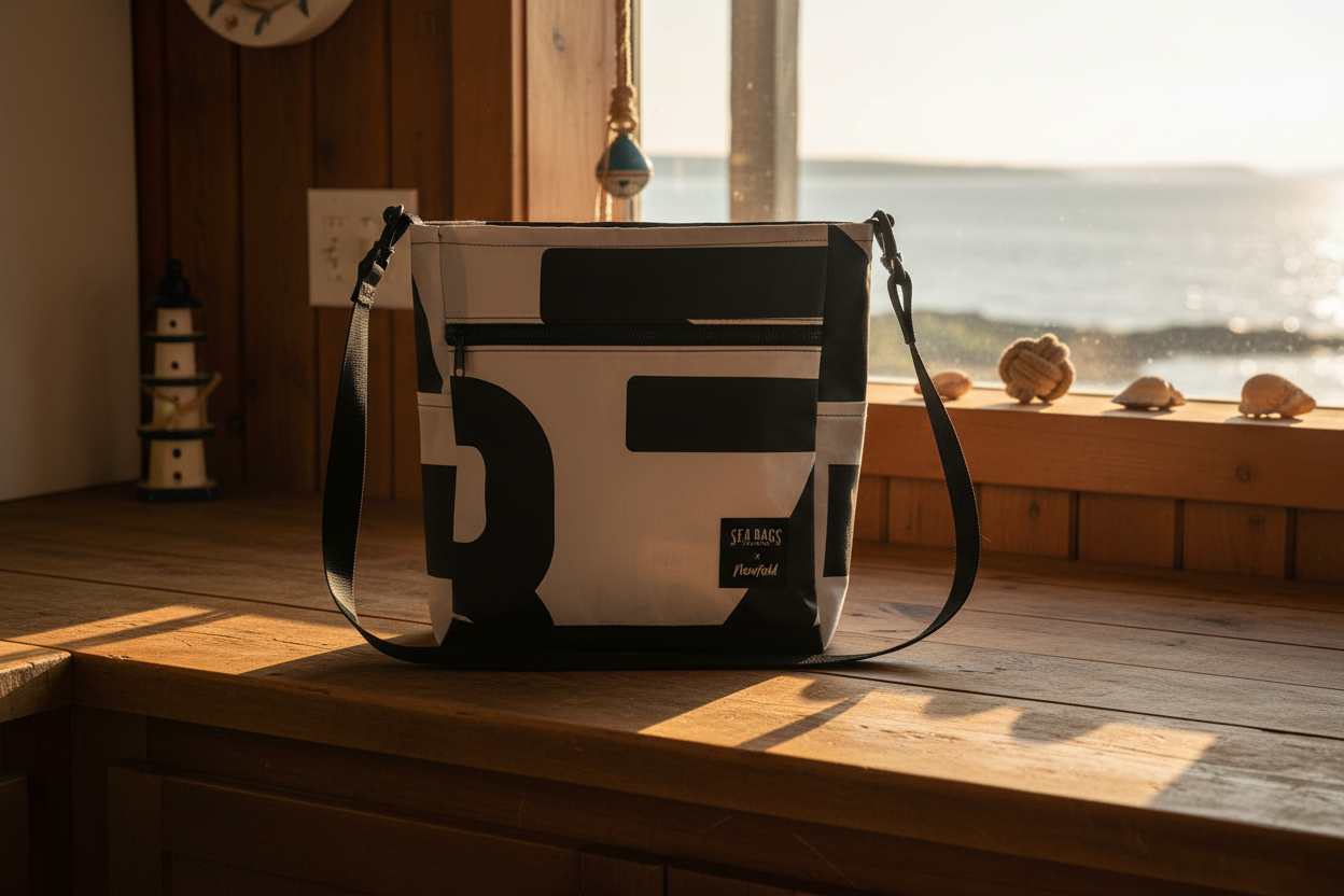 Vintage Black and White Medium Voyager Crew Crossbody