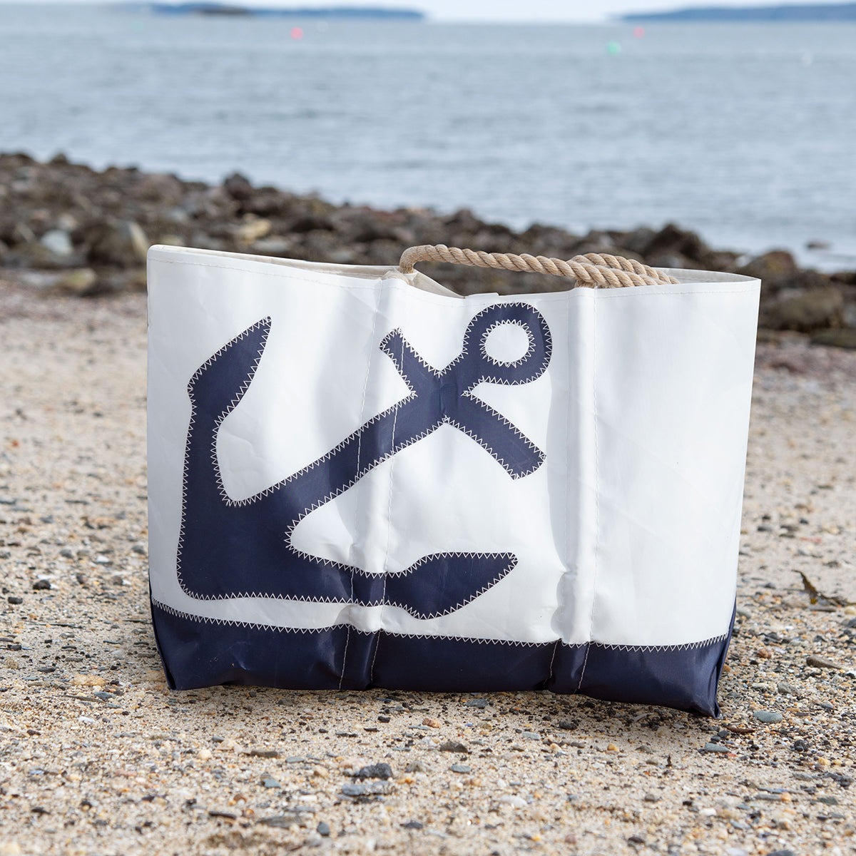 Navy Anchor Ogunquit Beach Tote | Large Totes | Recycled Sail Bags