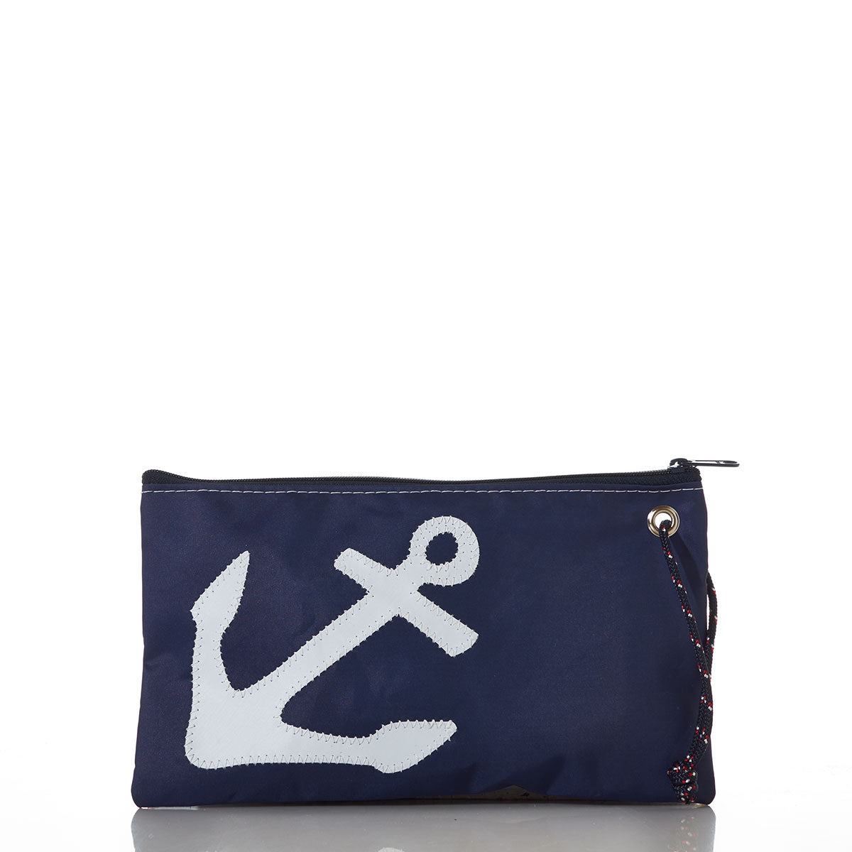 White-on-Navy Anchor Large Wristlet