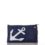 White-on-Navy Anchor Large Wristlet
